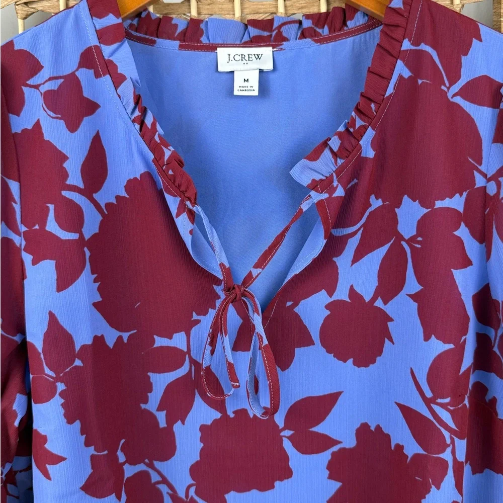 J. Crew Floral V-Neck Half Sleeve Women’s Size Medium
